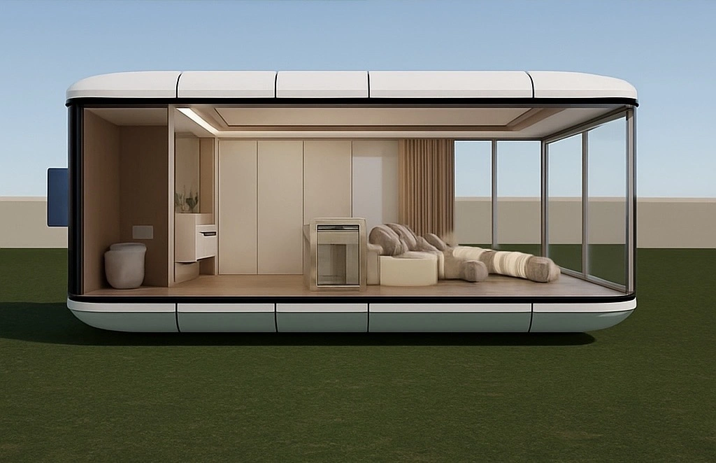 Капсульный дом Golden Bridge — внешний вид и интерьер